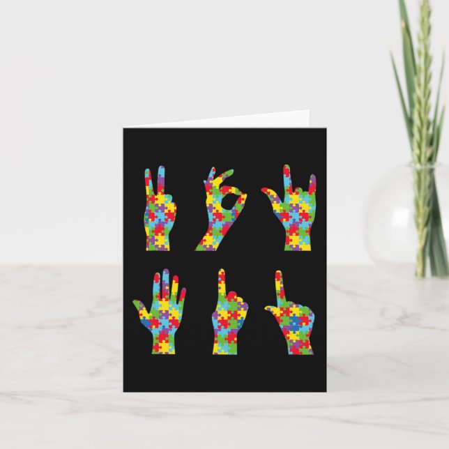 Roligt ASL Kärlek Signalspråk Autism Awareness Kort (Framsida)
