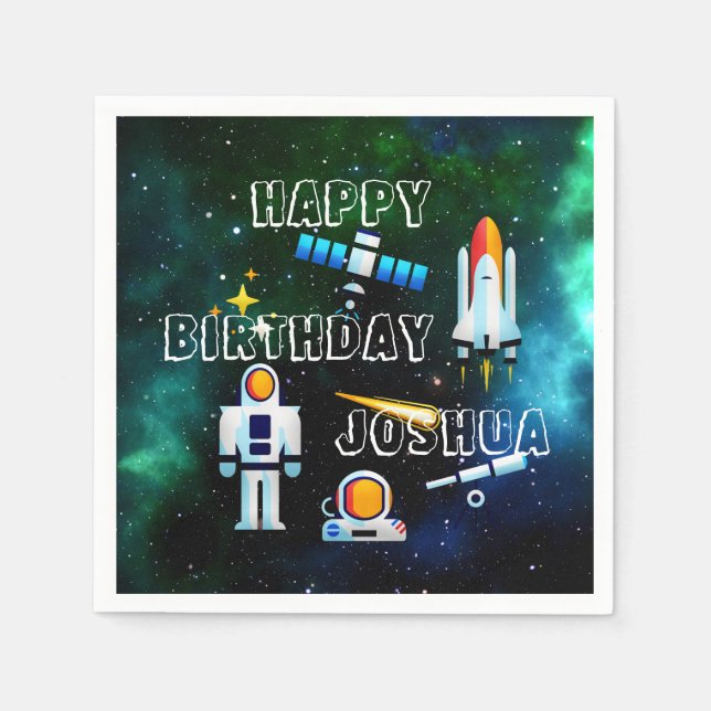 Roligt Astronaut Collage Pappersservett (Framsidan)