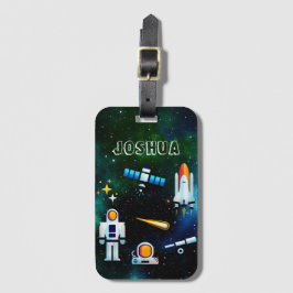 Roligt Astronaut Collage Personlig Bagagebricka