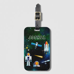 Roligt Astronaut Collage Personlig Bagagebricka