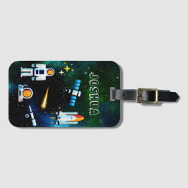 Roligt Astronaut Collage Personlig Bagagebricka