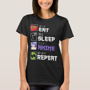 Roligt Ät viloläge Anime Upprepa Anime Japan Manga T Shirt