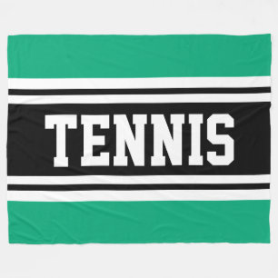 Roligt Athletic 70s Grönt Blue Black TENNIS Rand Fleecefilt