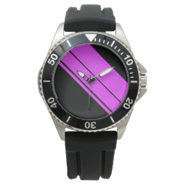 Roligt Athletic Tropical Rosa Tävla Rand on Black Armbandsur