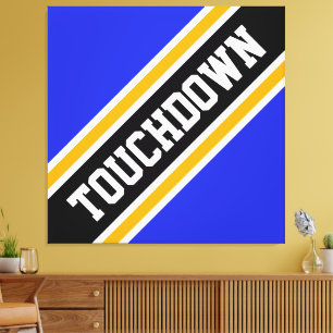 Roligt Athletic Vivid Blue Black TOUCHDOWN Rand Canvastryck
