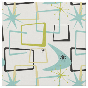 Roligt Atomic Squares Stars & Boomerang Mid Centur Tyg