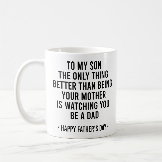 Roligt att vara din mamma Citat till son Fars dag Kaffemugg (Vänster)