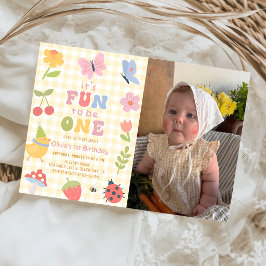 Roligt att vara en färgrik tjej 1-års fotobild inbjudningar