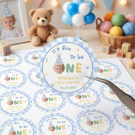 Roligt att vara en pojke 1-årsdag runt klistermärke