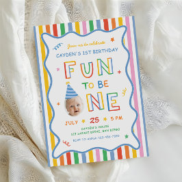 Roligt att vara en retro färgrik pojke 1-årsdag inbjudningar