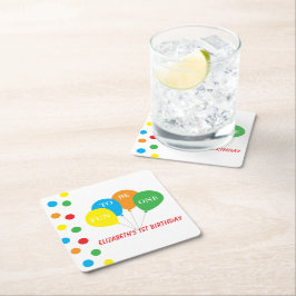 Roligt att vara ett 1-års födelsedag underlägg papper kvadrat