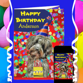 Roligt Aussie Pudel Hund Grattis på födelsedagen ä Kort