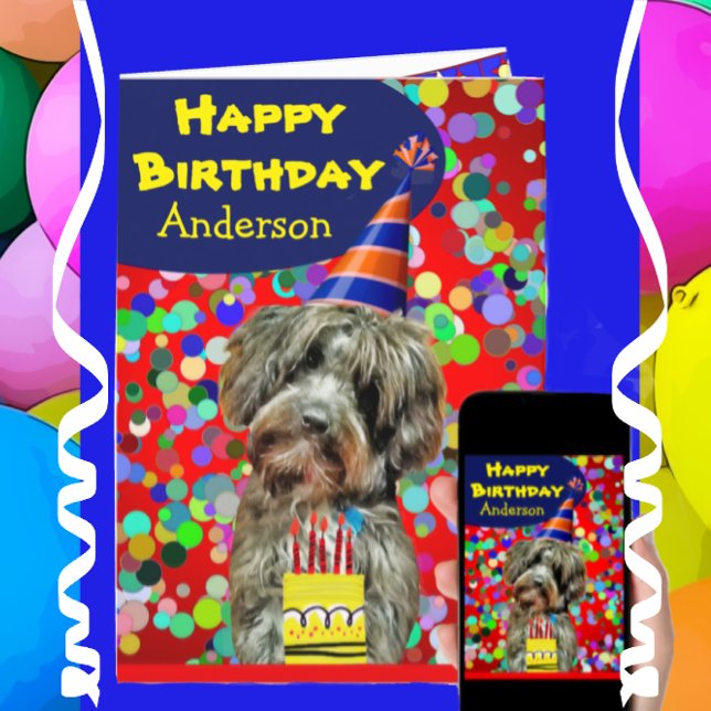 Roligt Aussie Pudel Hund Grattis på födelsedagen ä Kort (Skapare uppladdad)