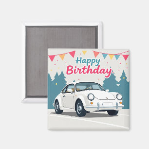 Roligt Auto-Thned Grattis på födelsedagen Magnet
