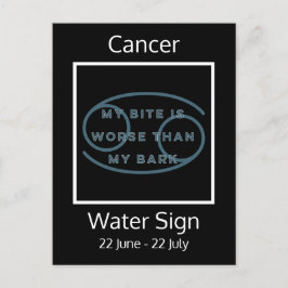Roligt av Cancer Zodiac-tecken, citat i blått och  Vykort