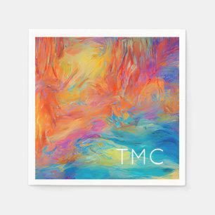 Roligt av färgad Abstrakt Modern Art Monogram Init Pappersservett