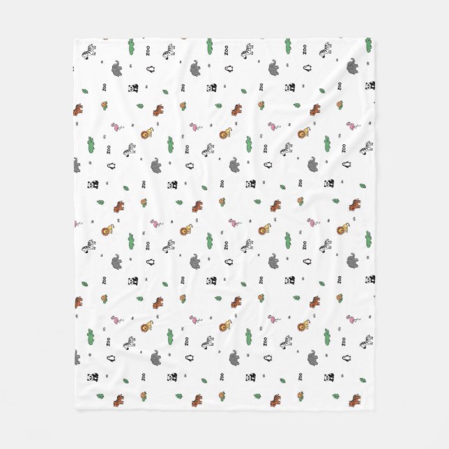 Roligt av färgade zoo-djur fleecefilt (Framsidan)