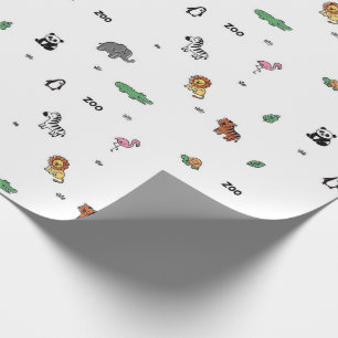 Roligt av färgade zoo-djur presentpapper