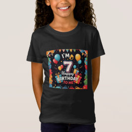Roligt av födelsedagen i 7:e med ballonger Girls' T Shirt