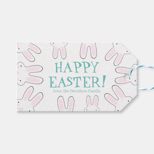 roligt av glad påsk-vita anpassningsbar, söta bunn presentetikett (Framsidan (Horisontell))