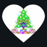 Roligt av Helgdag Hanukkah-jullen i intertro Hjärtformat Klistermärke<br><div class="desc"></div>