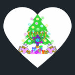 Roligt av Helgdag Hanukkah-jullen i intertro Hjärtformat Klistermärke<br><div class="desc"></div>
