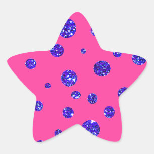 Roligt av rosa och Lila Gnistra Polka dots Stjärnformat Klistermärke