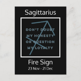 Roligt av Sagittarius Zodiac-tecken i blått och vi Vykort