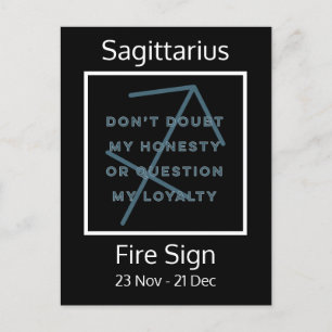 Roligt av Sagittarius Zodiac-tecken i blått och vi Vykort