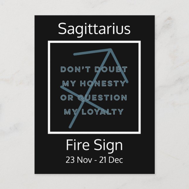 Roligt av Sagittarius Zodiac-tecken i blått och vi Vykort (Framsida)