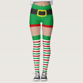 Roligt av Sexy Elf Red Grönt Stripe Stockings Nove Leggings