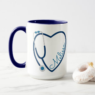 Roligt av sjukhuskop Hjärtblått kaffe Mugg