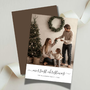 Roligt av Stollig Script Merriest julfamiljs Foto Julkort