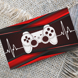 Roligt av trendig Red Joypad Heartslag Gamde Teste Visitkort
