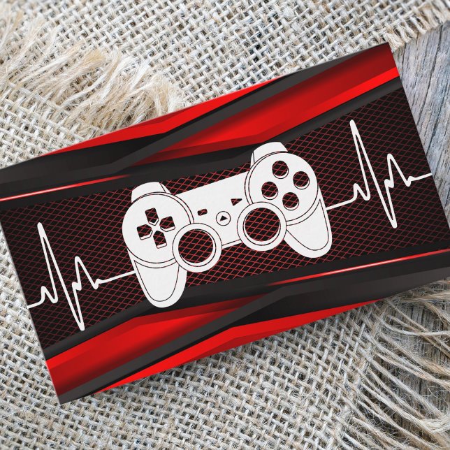 Roligt av trendig Red Joypad Heartslag Gamde Teste Visitkort (Skapare uppladdad)