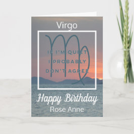 Roligt av våg Zodiac-citat i blått och vitt födels Kort