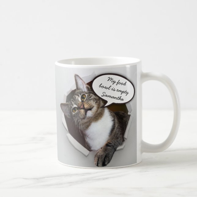 Roligt avbrytande kattpersonligmeddelande kaffemugg (Höger)