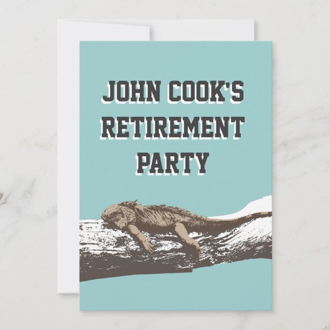 Roligt avkopplat leguanpensionparty inbjudningar (Framsida)