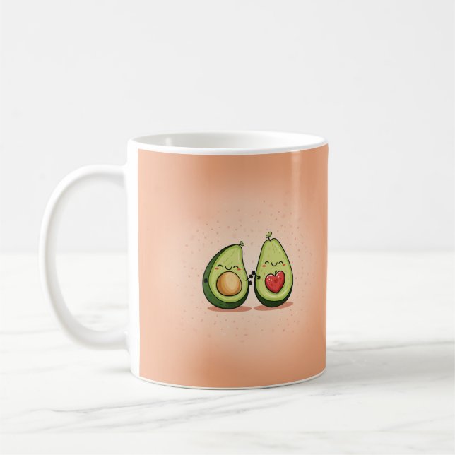 Roligt Avocado Kärlek Valentines day Gift Kaffemugg (Vänster)