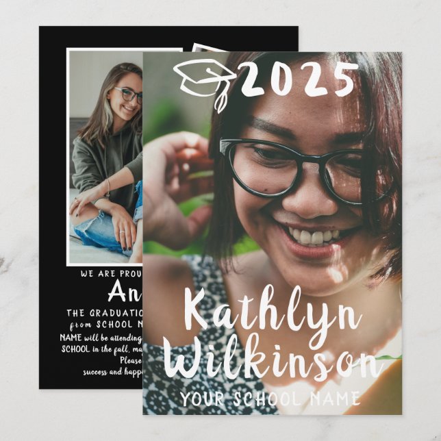 Roligt Avslappnad Script Simple 4 Photo Studenten Meddelande (Fram/baksida)