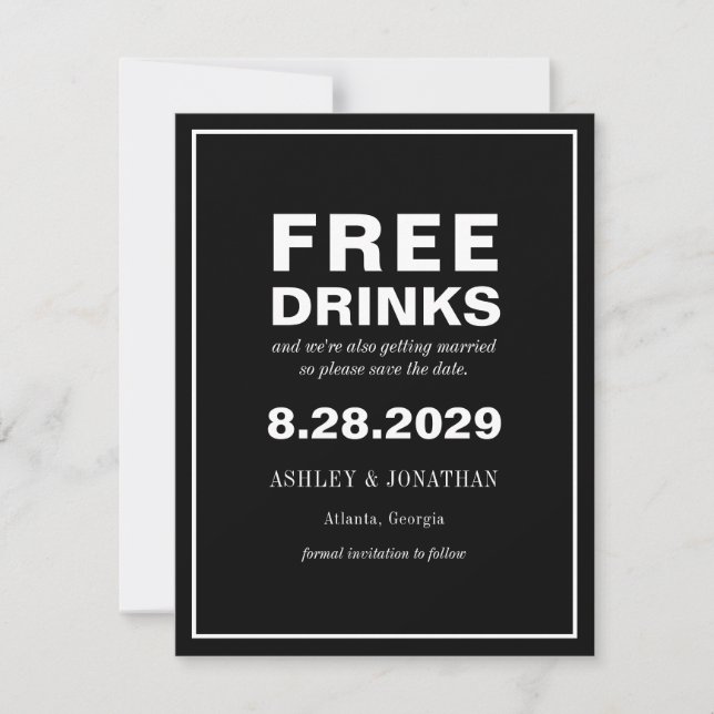 Roligt avvikande bröllop Spara datum med foto Datumet (Framsida)