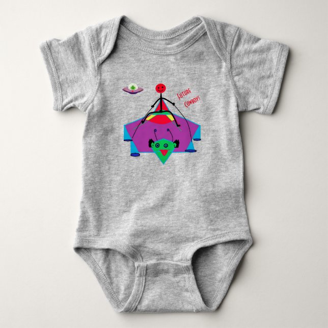 Roligt Baby Alien - Cowboy T Shirt (Framsida)