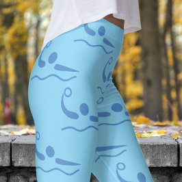 Roligt Baby blue kvinnor Vatten Polo Mönster Leggings