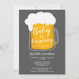 Roligt baby, brinnande ölpint mörk grått babydusch inbjudningar