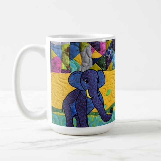 Roligt Baby Elephant - Quilt like Design Kaffemugg (Vänster)