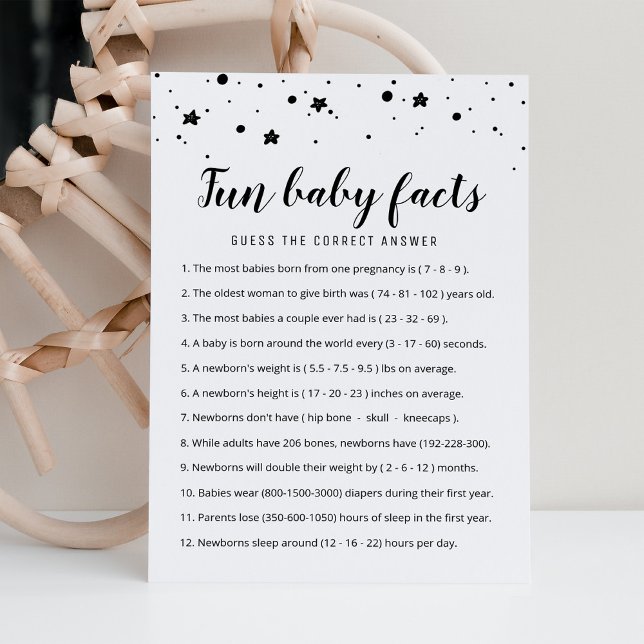 Roligt Baby Facts-spel med babyvykort för svar Inbjudningar (Skapare uppladdad)