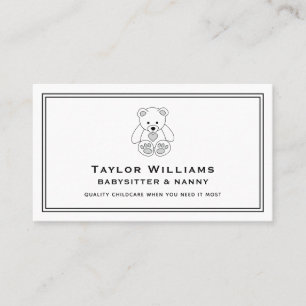 Roligt Babywatch Babysit Nanny Teddy Black White Visitkort