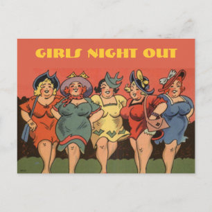 roligt bacheloretteparty, möhippa, höna…., inbjudan vykort