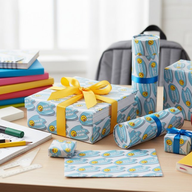 Roligt Back to school Smiley face Presentpapper (Skapare uppladdad)