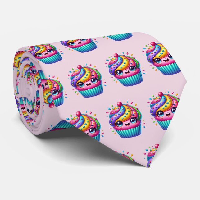 Roligt bageri kakelformat cupcake-mönster  slips (Rullad)